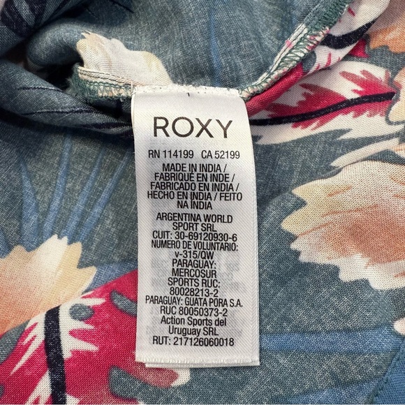 Roxy Floral Wide Leg Jumpsuit Green Peach Womens Small - Picture 6 of 13